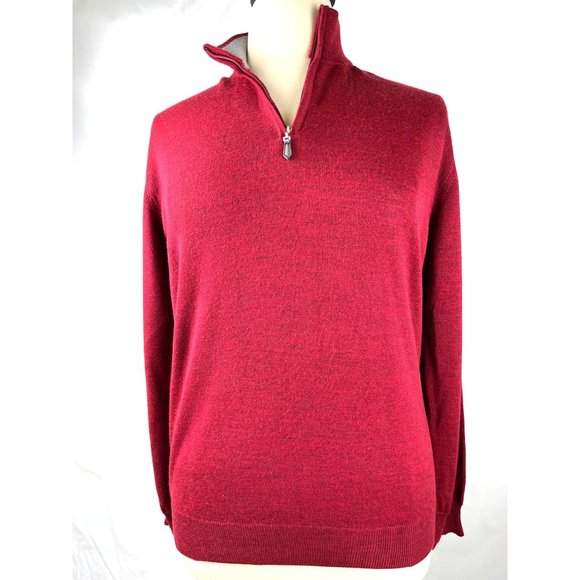 Neiman Marcus Merino Wool blend Quarter Zip Sweater, Men’s Size Large - Picture 3 of 11